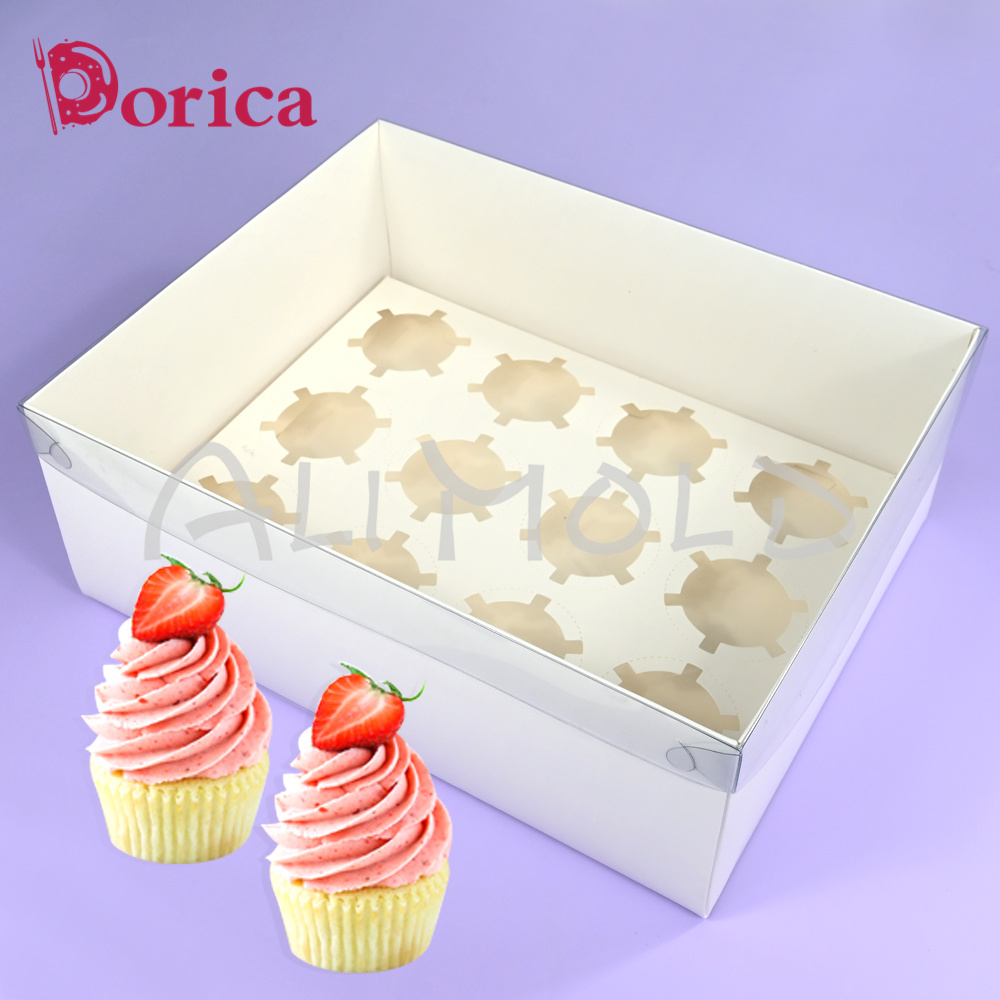 Wedding Cake Supply - Caja con tapa transparente para cupcakes,