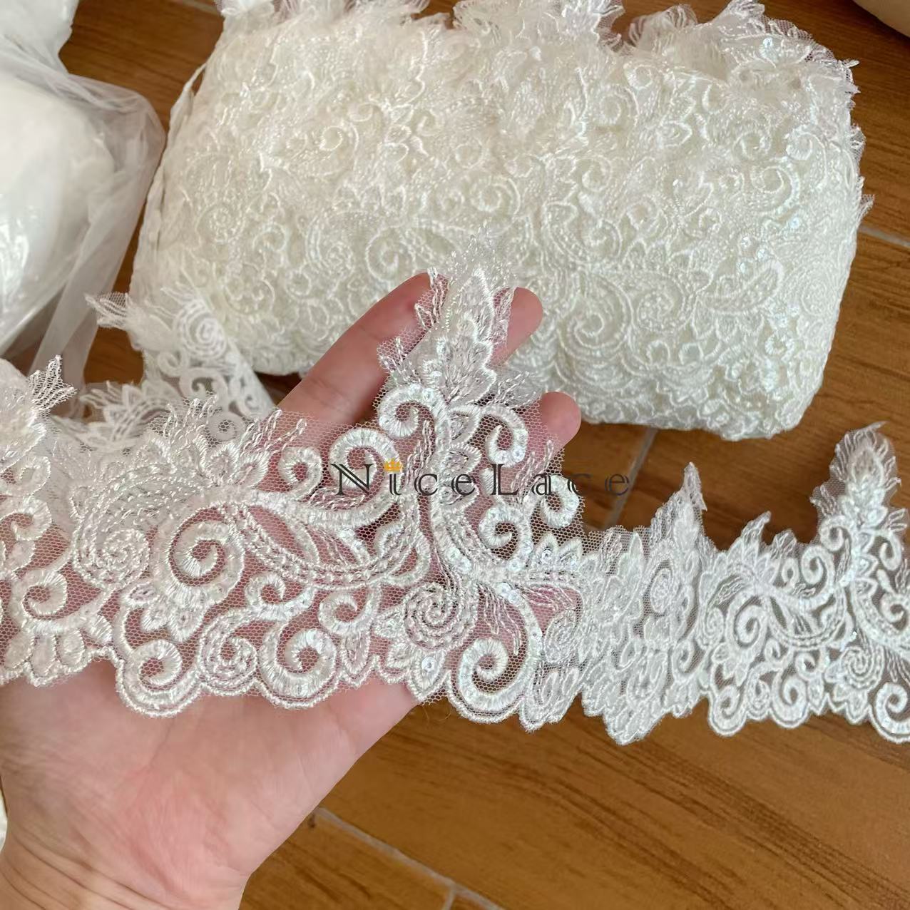 1 yarda de encaje bordado colo - Wedding Water Supply reseña y precio