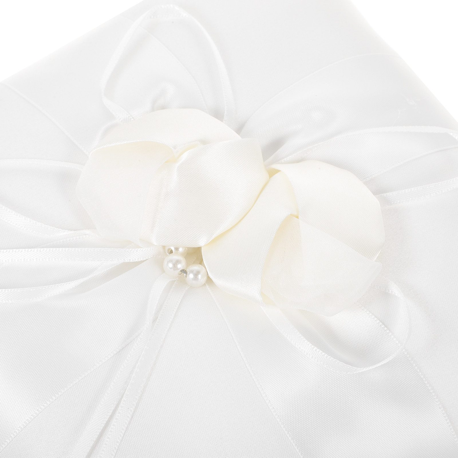 Almohada de satén blanca elega - Ring Bearer Pillow reseña y precio