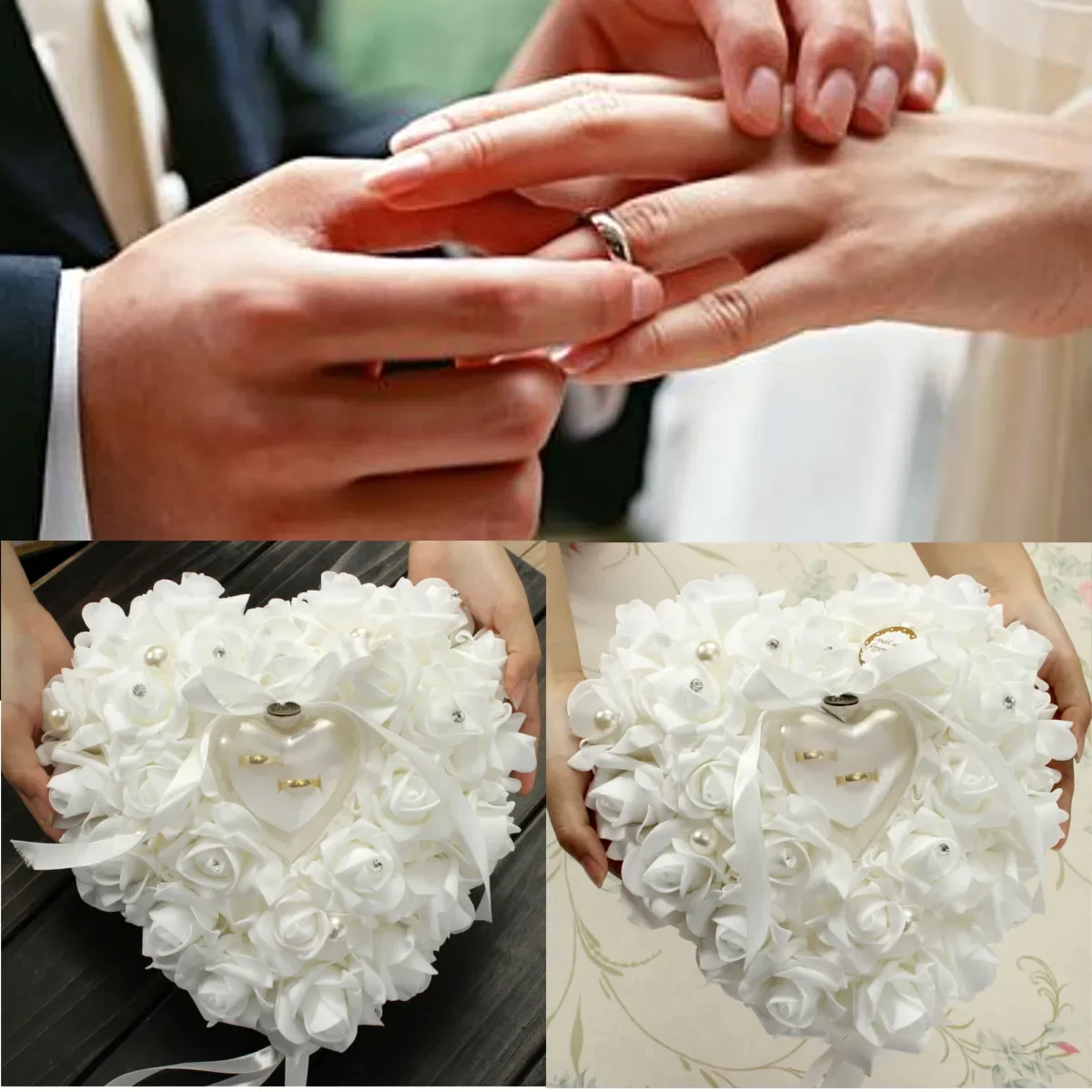 Portador de anillo blanco, sop - Ring Bearer Pillow reseña y precio