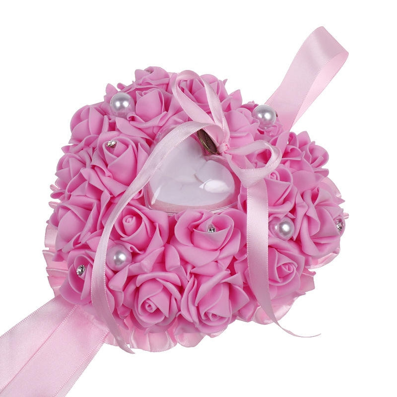 Caja de anillo con flores rosa - Ring Bearer Pillow reseña y precio
