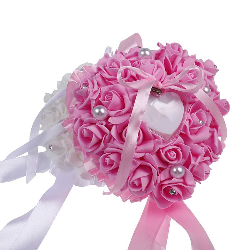 Caja de anillo con flores rosa - Ring Bearer Pillow reseña y precio
