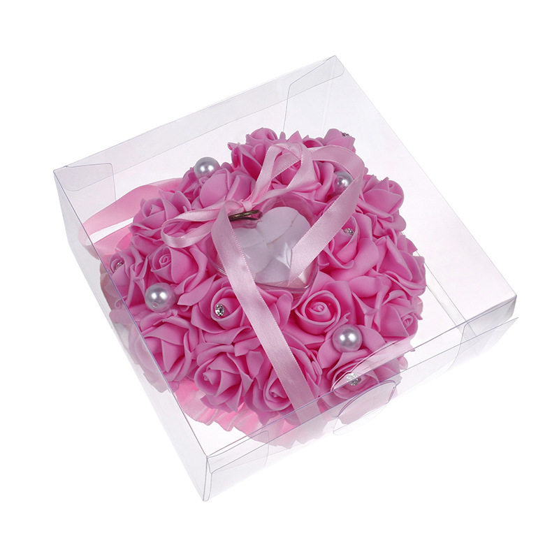 Caja de anillo con flores rosa - Ring Bearer Pillow reseña y precio
