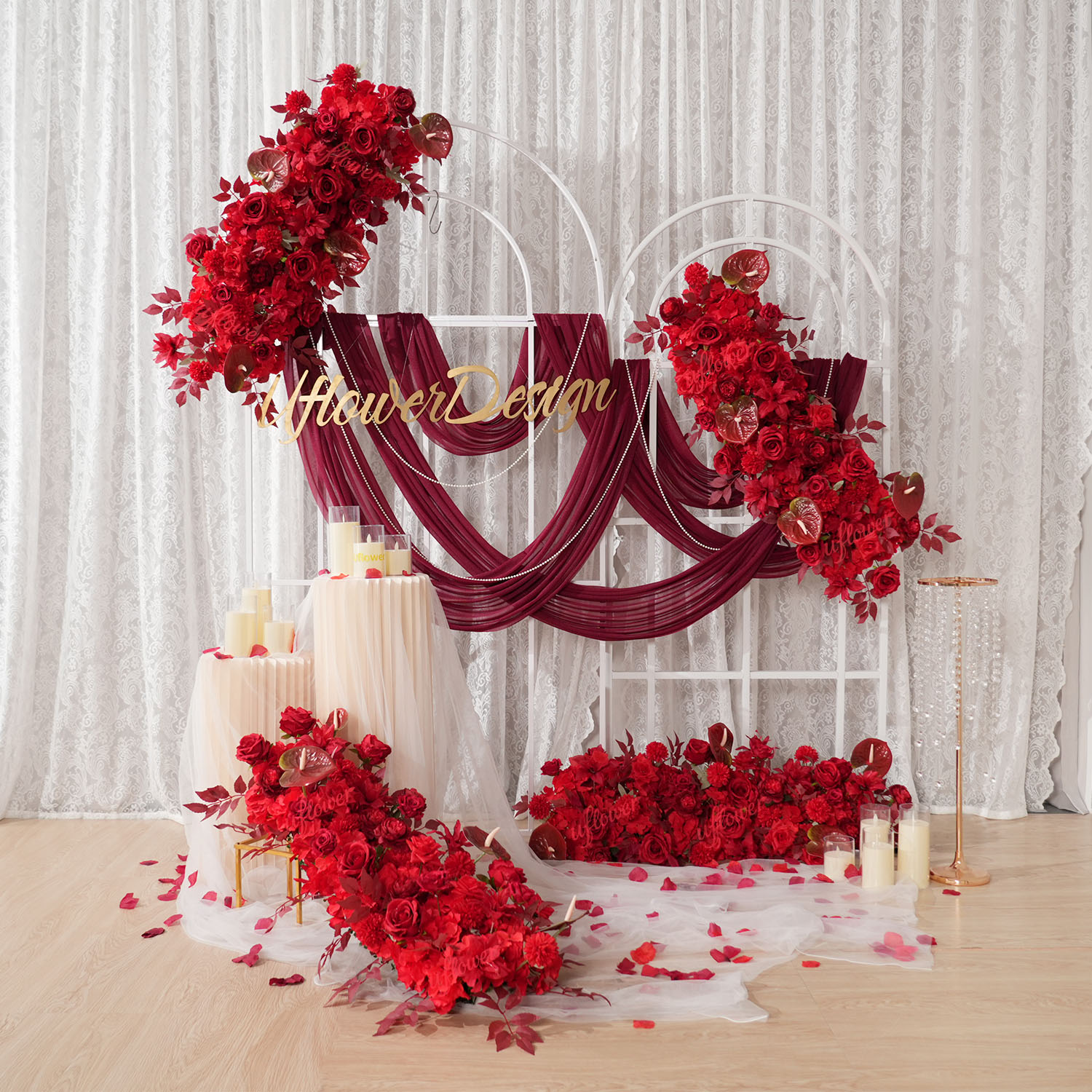 Uflower fila de flores rojas a - Wedding Arch Flower reseña y precio