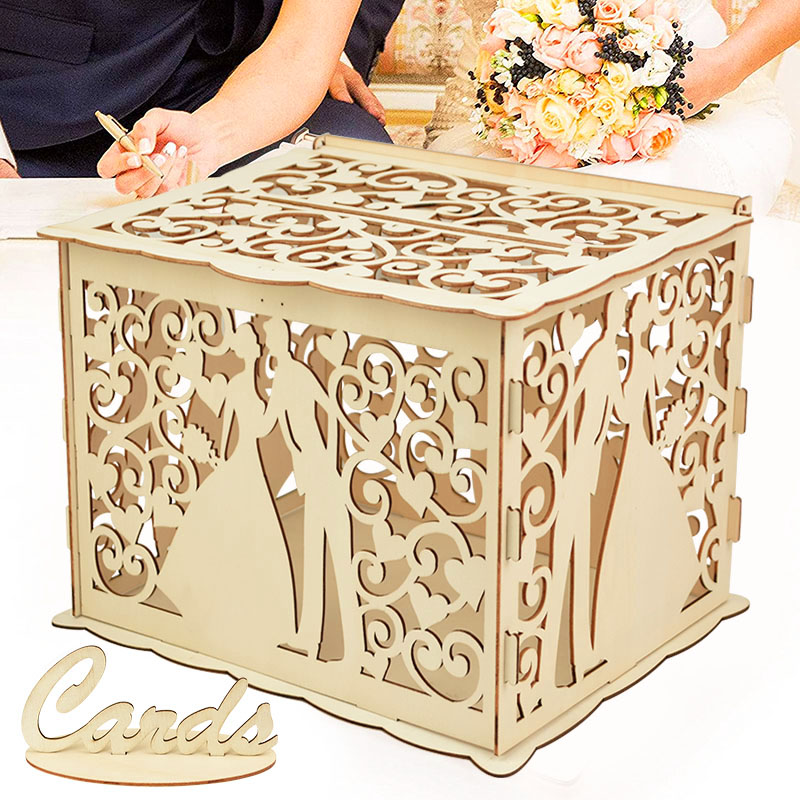 Cajas de tarjetas de madera pa - Wedding Supply Rentals reseña y precio